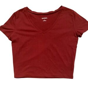 Wild Fable Red Cropped Fitted T-Shirt